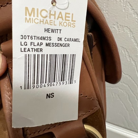 Michael Kors " Hewitt" Women's Caramel Leather Suede Crossbody/Messenger Bag. - Picture 9 of 16